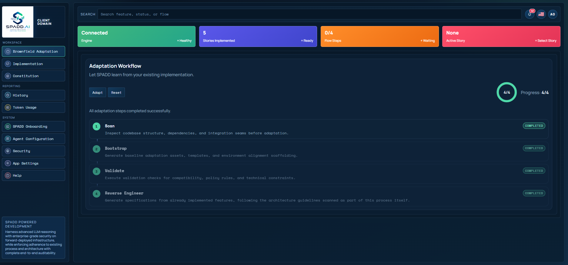 Blurred screenshot of adaptation workflow screen