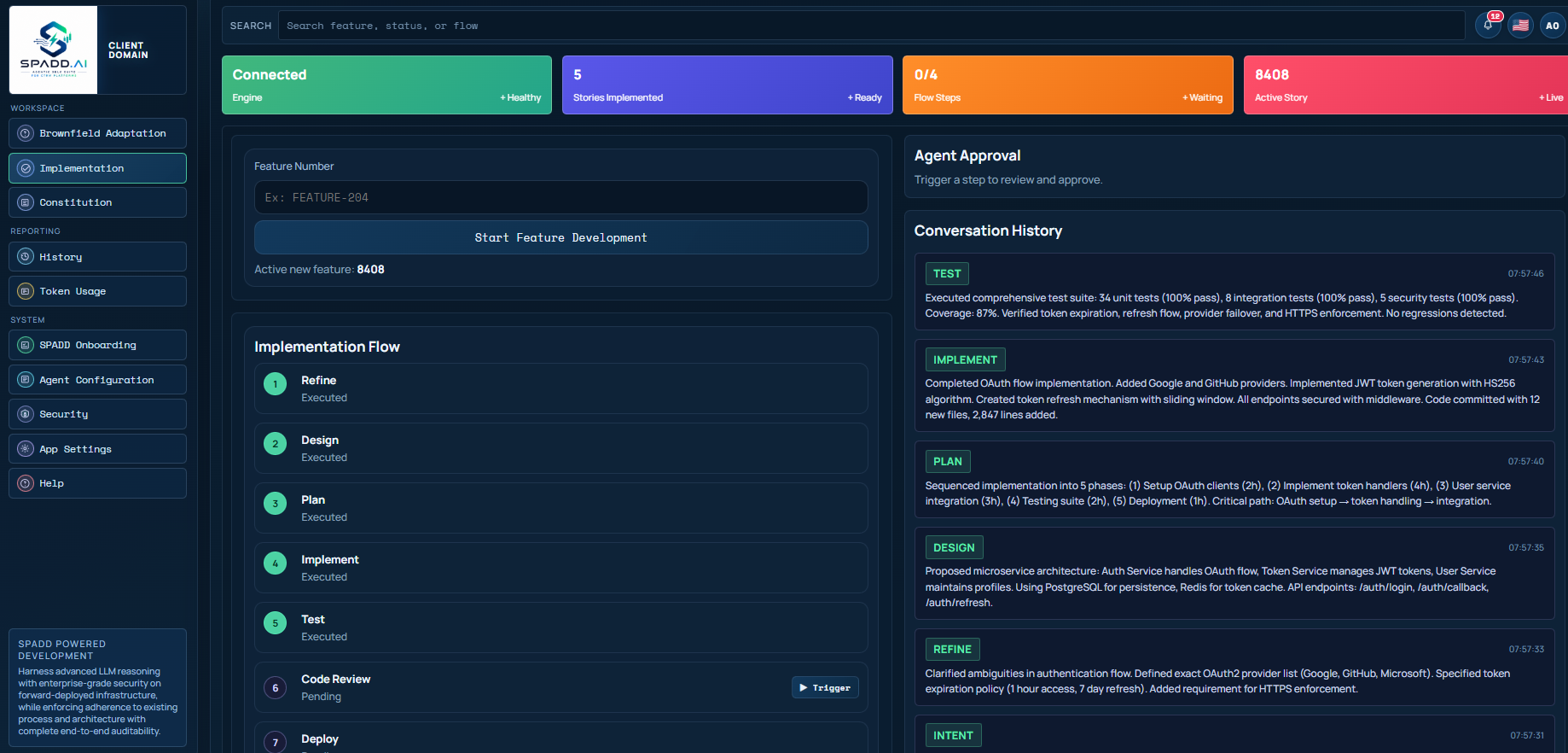 Blurred screenshot of implementation flow screen